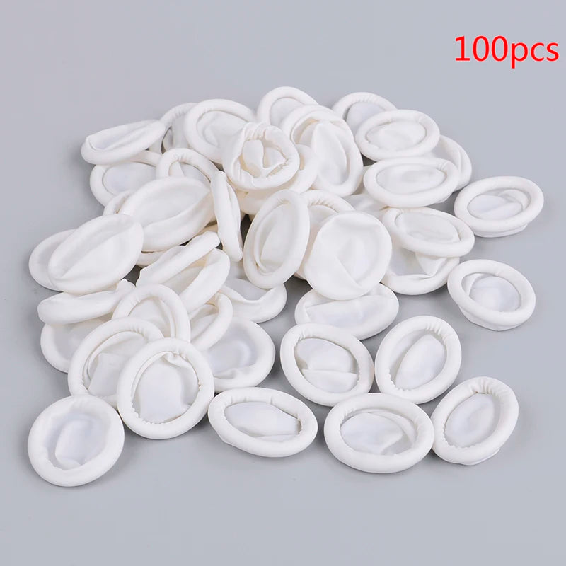20/100pcs Disposable Anti Static Rubber Latex Finger Cots Eyebrow Extension Gloves Practical Off Tool Accessories