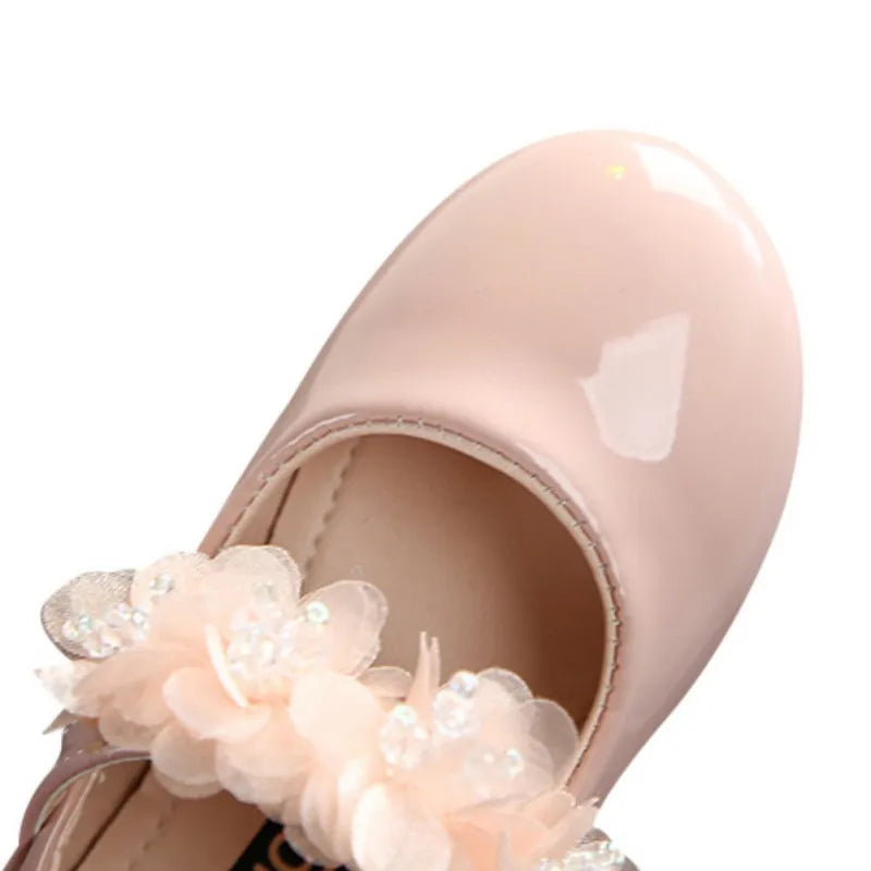 Children Girls Walking Shoes Kids Pu Leather Big Flower Summer Princess Casual Shoes Party Wedding Baby Girls Dance Shoes Sandal