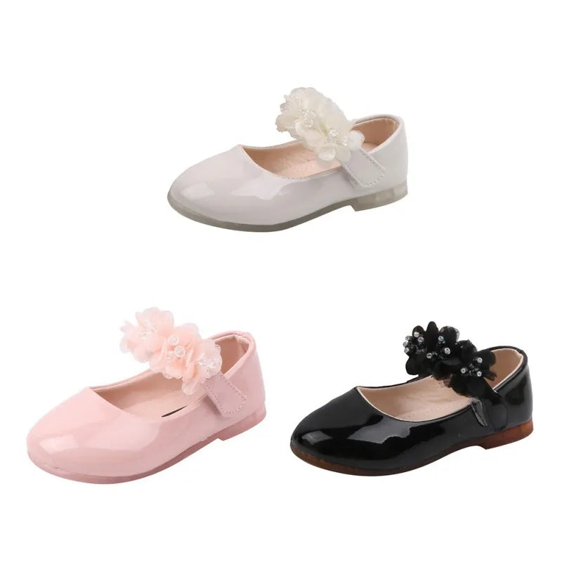 Children Girls Walking Shoes Kids Pu Leather Big Flower Summer Princess Casual Shoes Party Wedding Baby Girls Dance Shoes Sandal