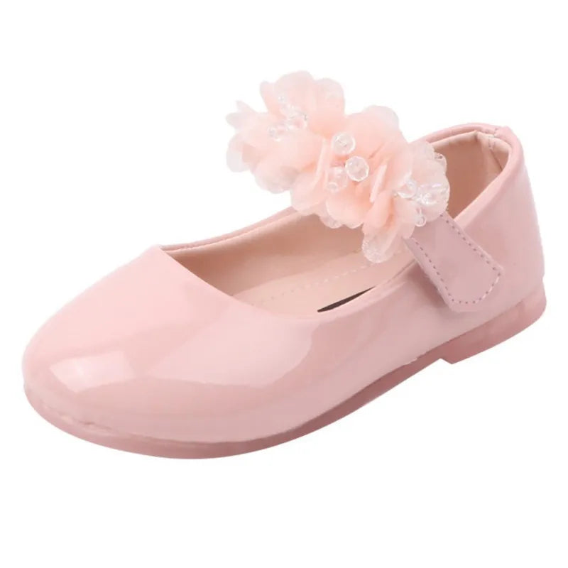 Children Girls Walking Shoes Kids Pu Leather Big Flower Summer Princess Casual Shoes Party Wedding Baby Girls Dance Shoes Sandal