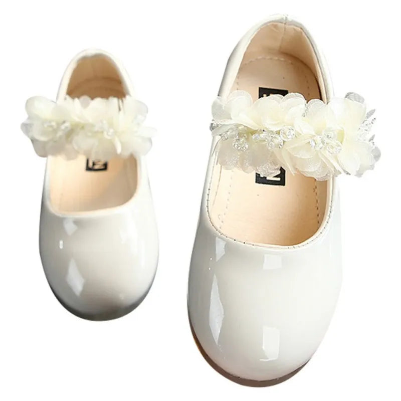 Children Girls Walking Shoes Kids Pu Leather Big Flower Summer Princess Casual Shoes Party Wedding Baby Girls Dance Shoes Sandal