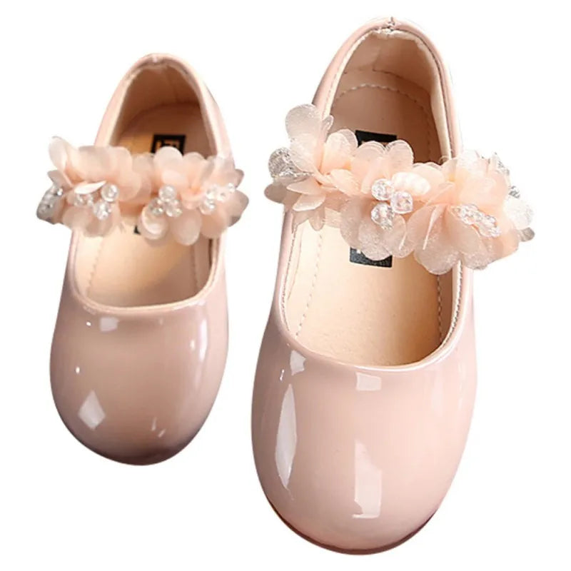 Children Girls Walking Shoes Kids Pu Leather Big Flower Summer Princess Casual Shoes Party Wedding Baby Girls Dance Shoes Sandal