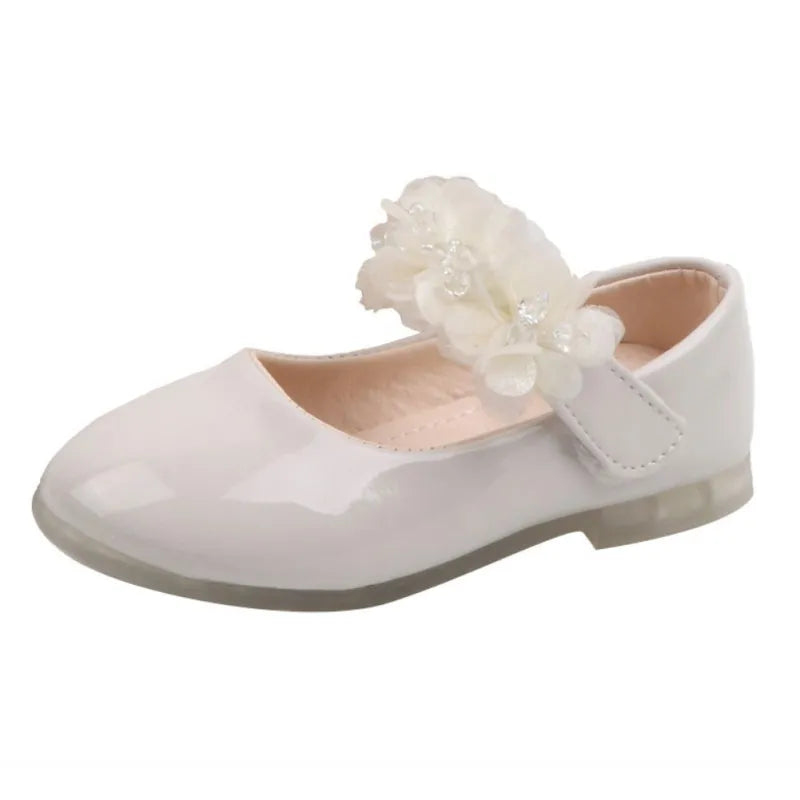 Children Girls Walking Shoes Kids Pu Leather Big Flower Summer Princess Casual Shoes Party Wedding Baby Girls Dance Shoes Sandal